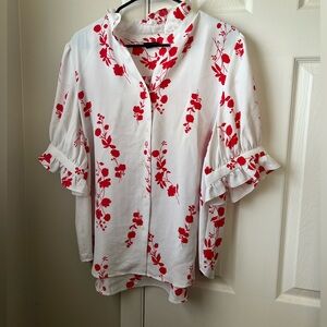 ANN TAYLOR Ruffle Neck Blouse Size XL